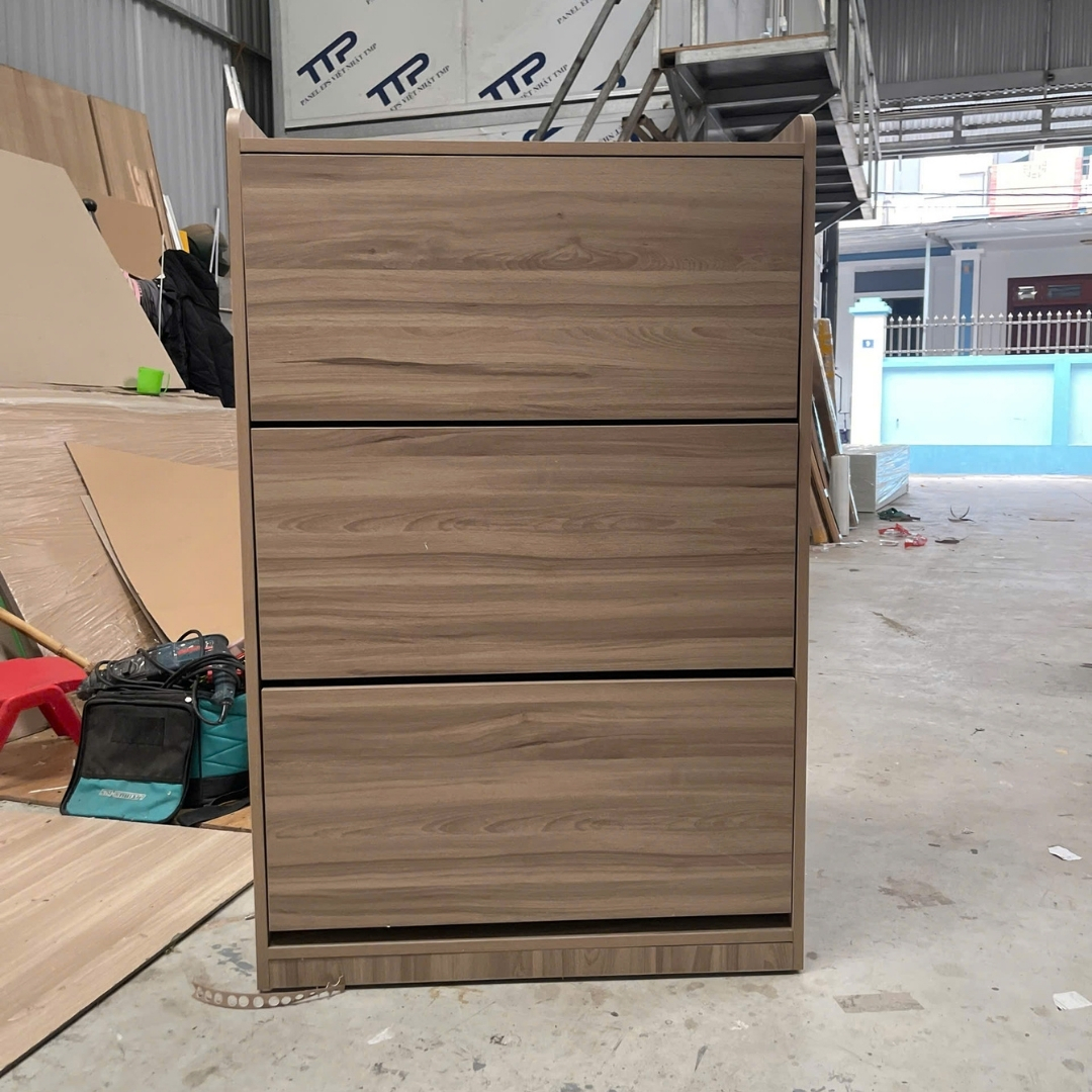 Tủ giày MDF phủ Melamine tích hợp phụ kiện thông minh, ngăn chứa linh hoạt, thiết kế hiện đại KN Home Decor.