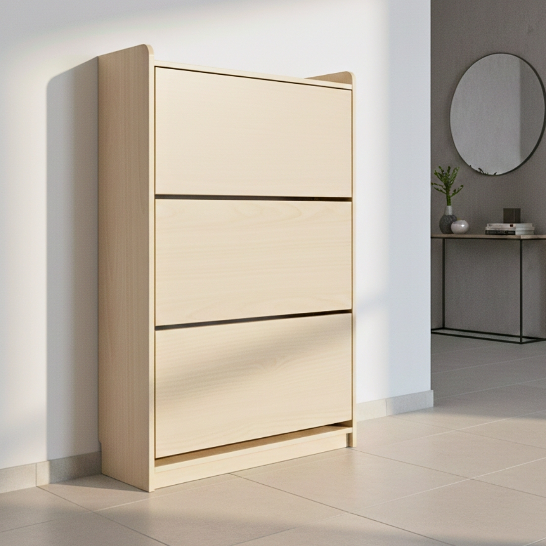 Tủ giày MDF phủ Melamine tích hợp phụ kiện thông minh, ngăn chứa linh hoạt, thiết kế hiện đại KN Home Decor.