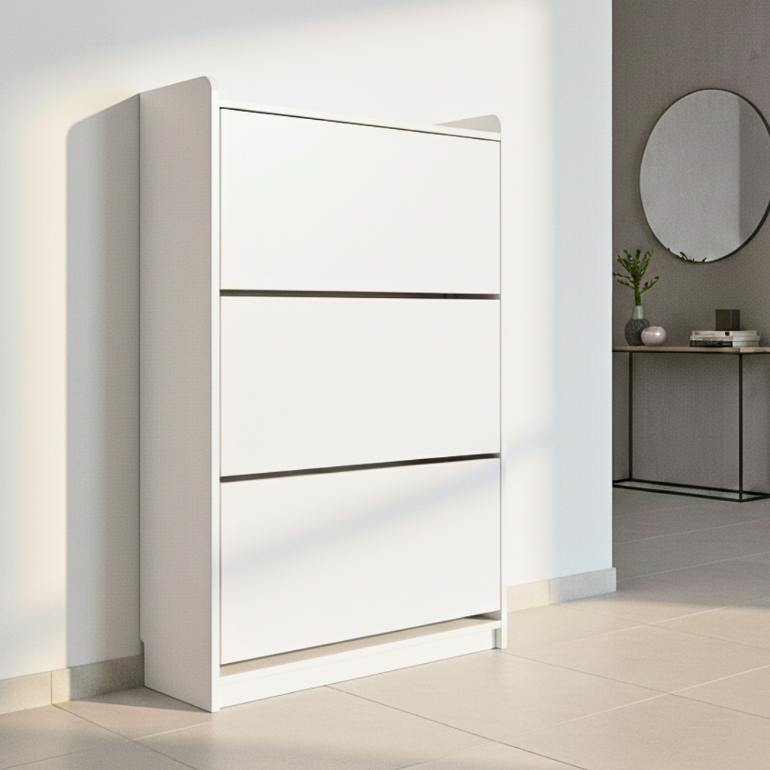 Tủ giày MDF phủ Melamine tích hợp phụ kiện thông minh, ngăn chứa linh hoạt, thiết kế hiện đại KN Home Decor.