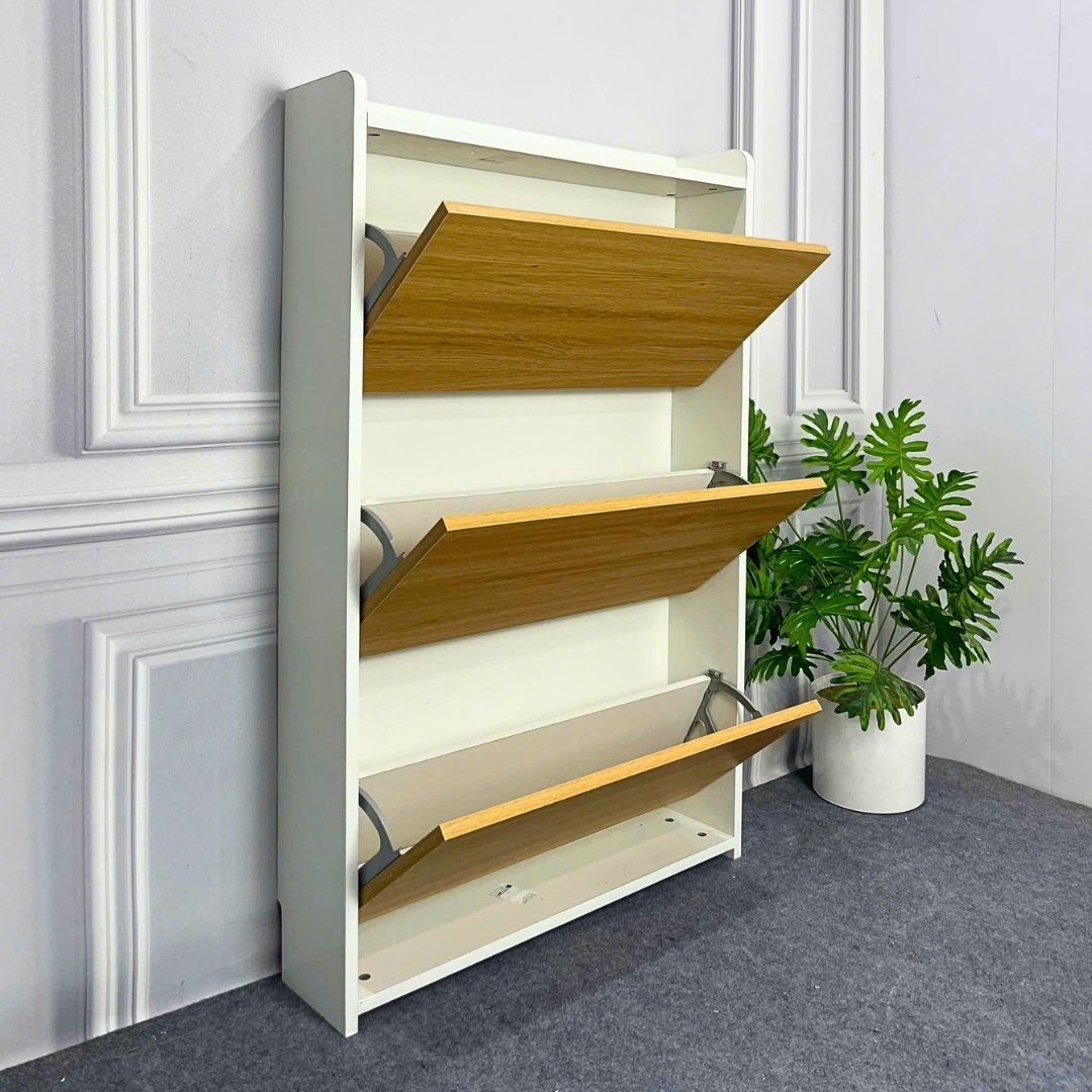 Tủ giày MDF phủ Melamine tích hợp phụ kiện thông minh, ngăn chứa linh hoạt, thiết kế hiện đại KN Home Decor.