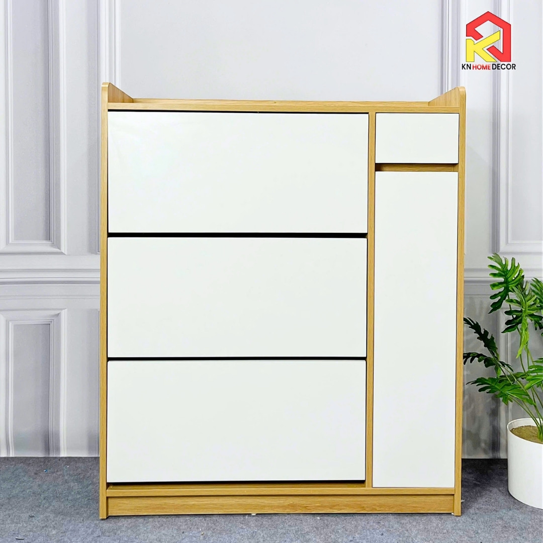 Tủ giày MDF phủ Melamine tích hợp phụ kiện thông minh, ngăn chứa linh hoạt, thiết kế hiện đại KN Home Decor.