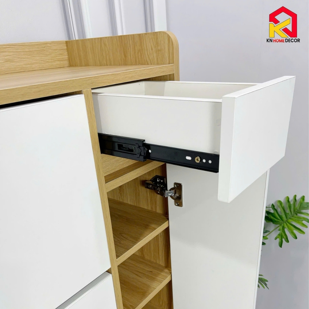 Tủ giày MDF phủ Melamine tích hợp phụ kiện thông minh, ngăn chứa linh hoạt, thiết kế hiện đại KN Home Decor.