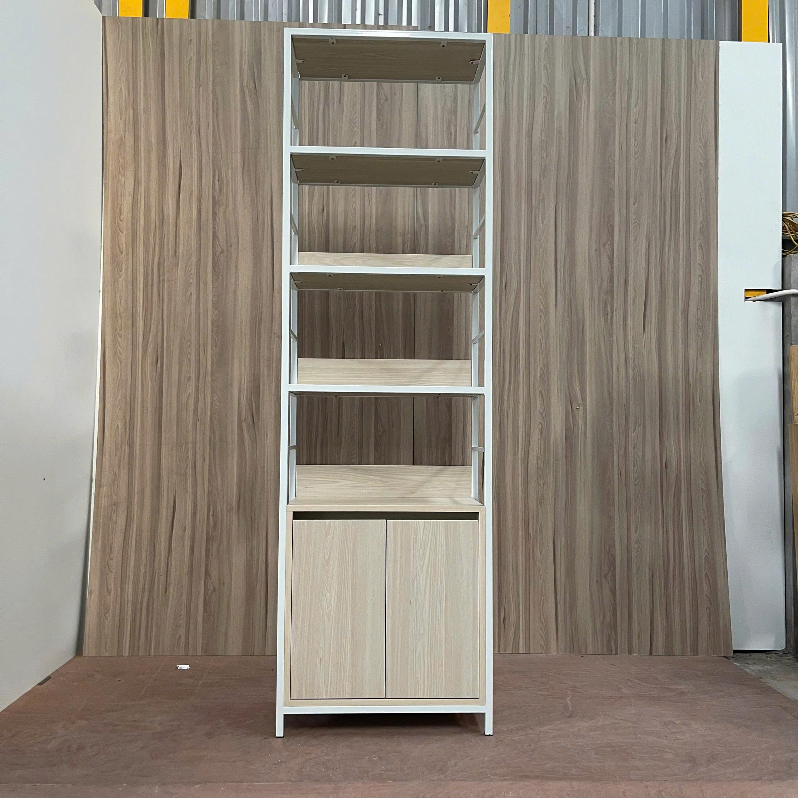 Tủ Kệ Khung Sắt Hộp 20x20 Sơn Tĩnh Điện Kết Hợp Tủ Lưu Trữ 60x30x195cm KN-KS6030195
