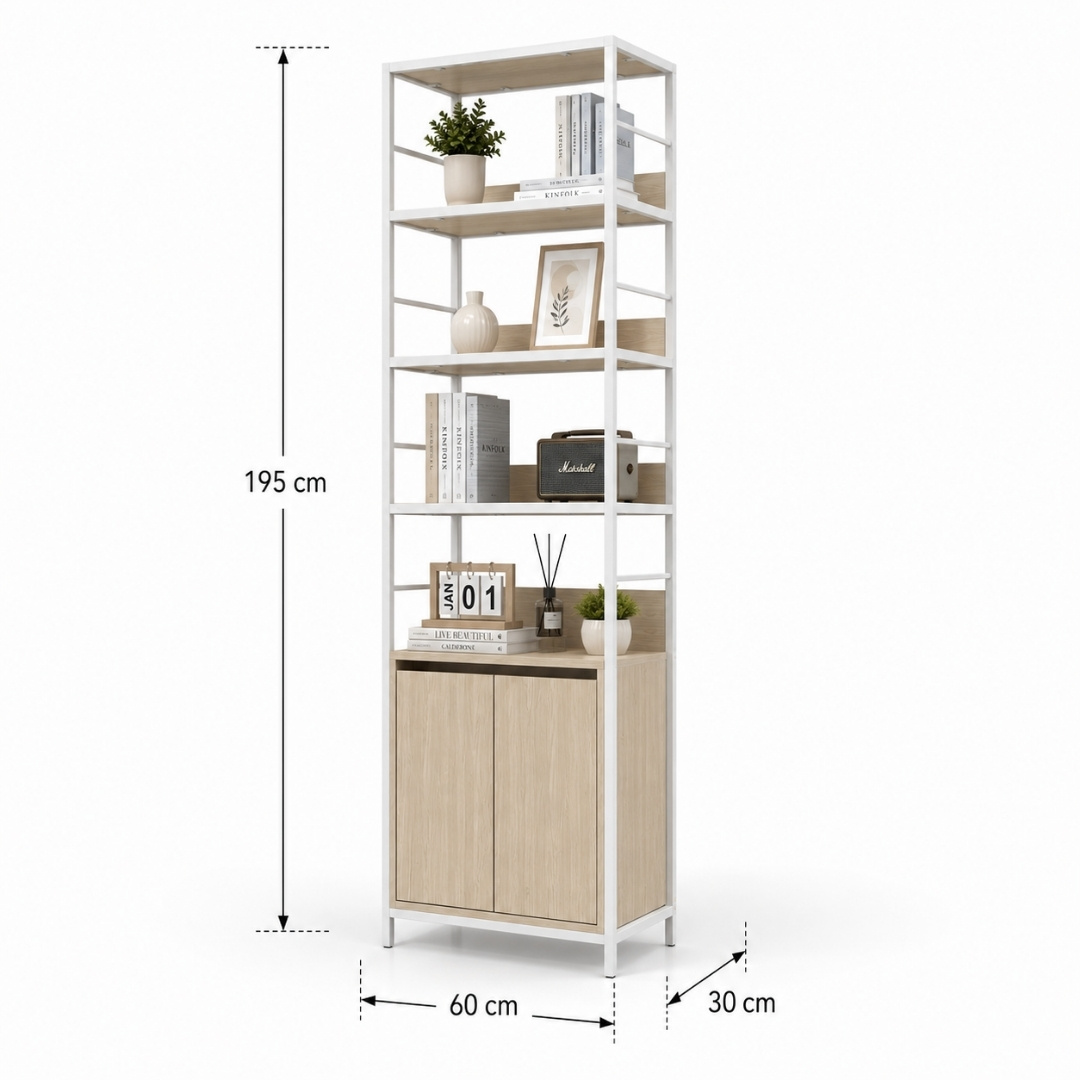 Tủ Kệ Khung Sắt Hộp 20x20 Sơn Tĩnh Điện Kết Hợp Tủ Lưu Trữ 60x30x195cm KN-KS6030195