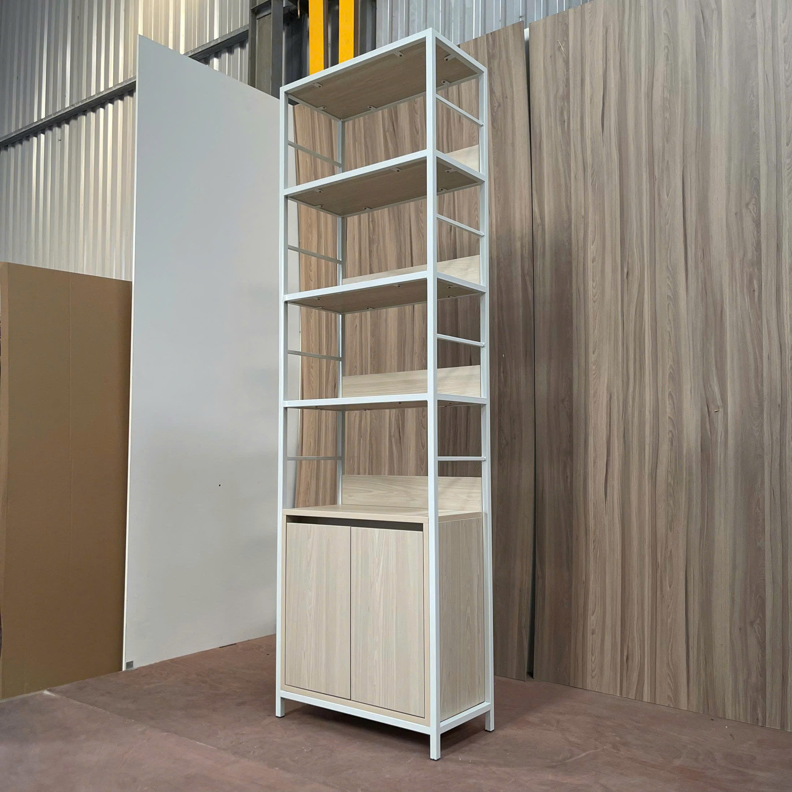 Tủ Kệ Khung Sắt Hộp 20x20 Sơn Tĩnh Điện Kết Hợp Tủ Lưu Trữ 60x30x195cm KN-KS6030195