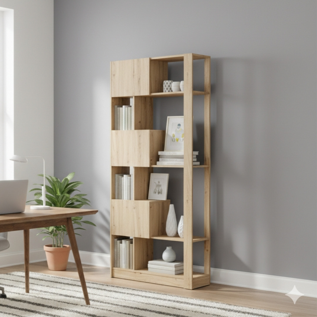 Tủ kệ sách MDF 3 cánh mở bản lề inox