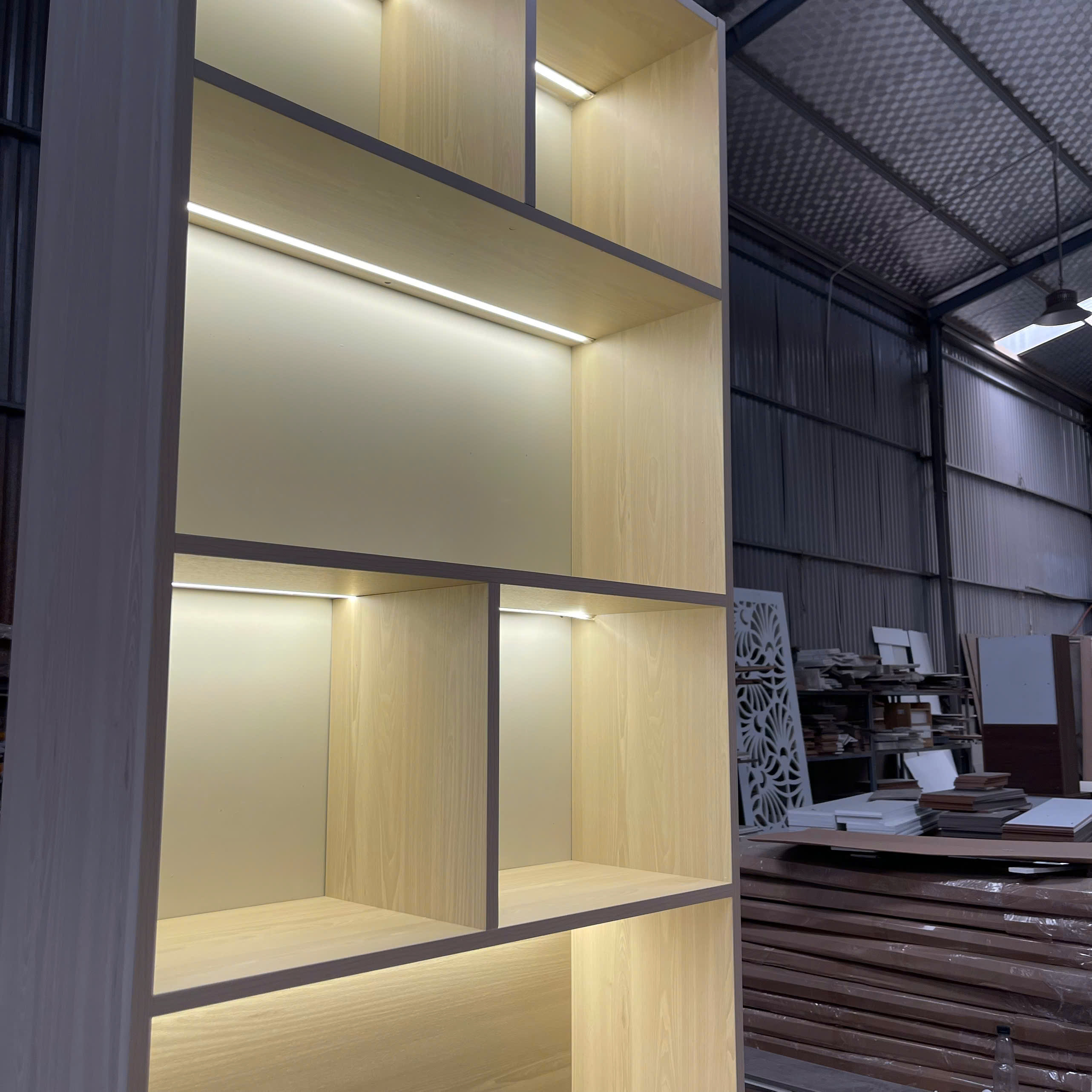 Tủ Lưu Trữ 6 Ngăn Kéo Kèm Kệ Decor LED MDF Melamine 80x70x255cm – KN TLT8070255