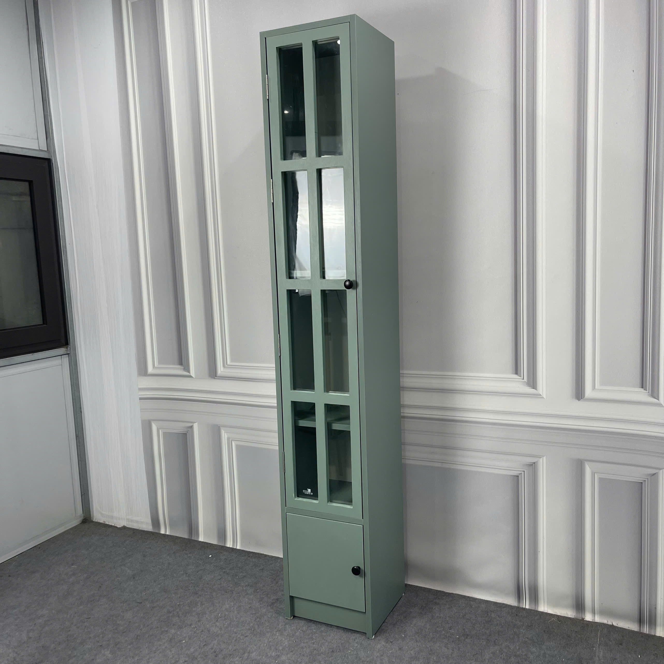 Tủ Lưu Trữ Đa Năng MDF Melamine 30x30x180cm Cánh Kính Cường Lực 5mm Hiện Đại KN Home Decor