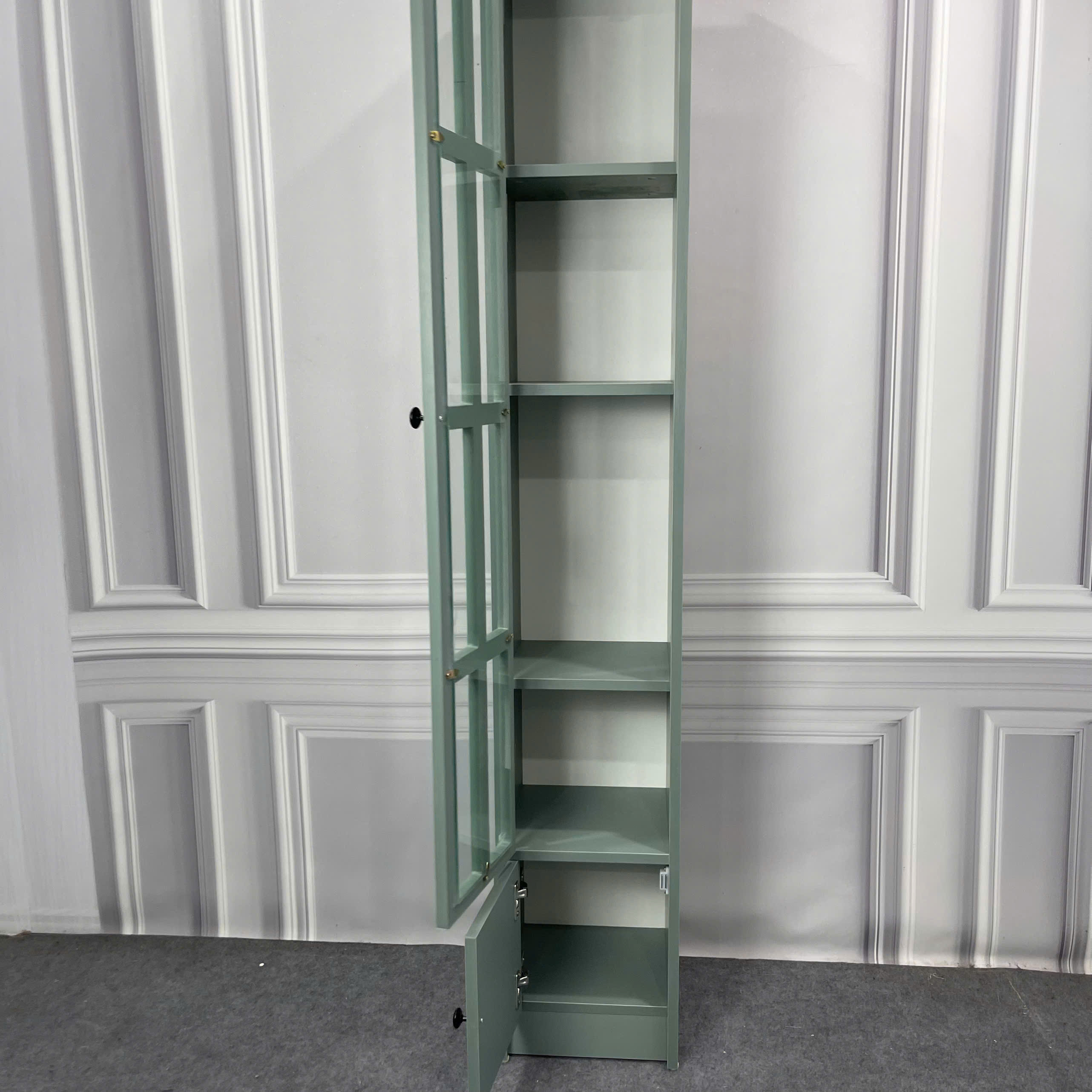 Tủ Lưu Trữ Đa Năng MDF Melamine 30x30x180cm Cánh Kính Cường Lực 5mm Hiện Đại KN Home Decor