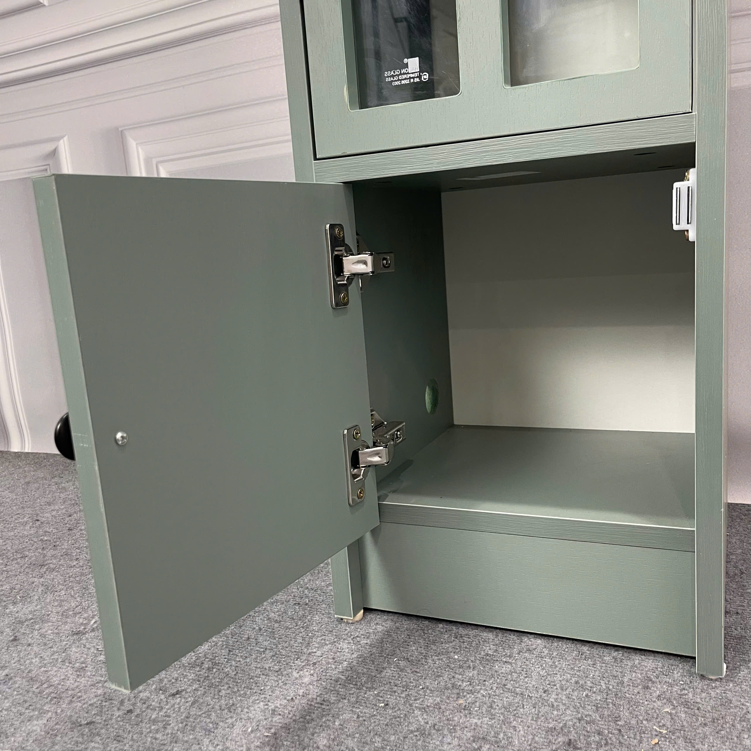 Tủ Lưu Trữ Đa Năng MDF Melamine 30x30x180cm Cánh Kính Cường Lực 5mm Hiện Đại KN Home Decor