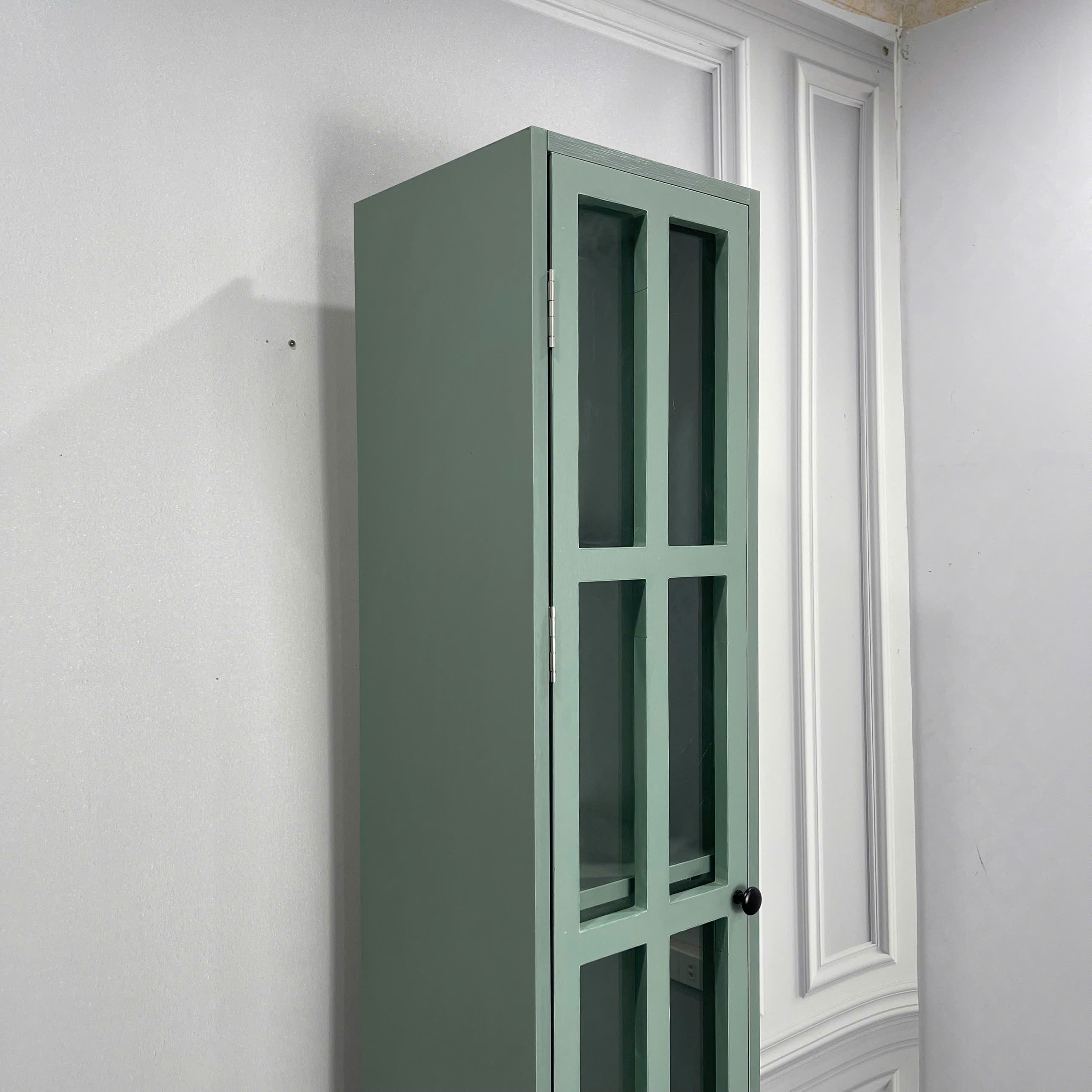 Tủ Lưu Trữ Đa Năng MDF Melamine 30x30x180cm Cánh Kính Cường Lực 5mm Hiện Đại KN Home Decor