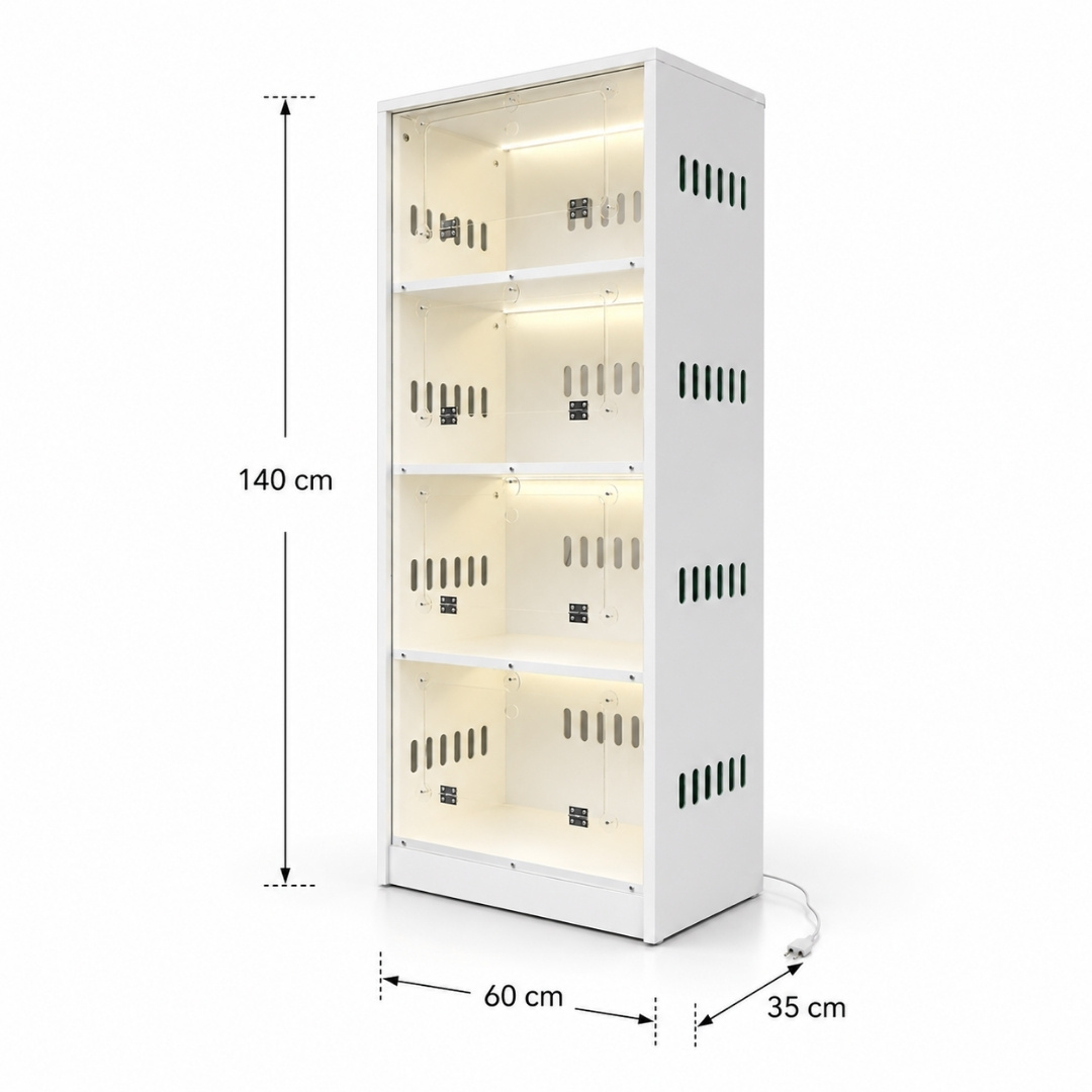 Tủ Nuôi Hamster 4 Tầng Mặt Mica Trong Suốt MDF Chống Ẩm 60x35x140cm KN-HS6035140