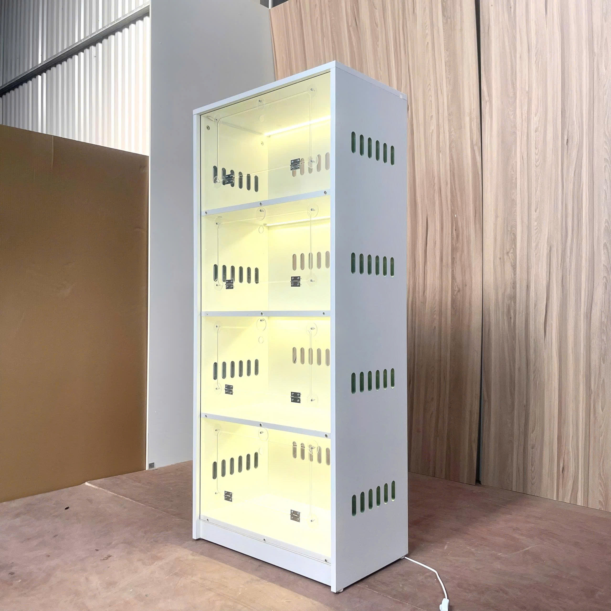 Tủ Nuôi Hamster 4 Tầng Mặt Mica Trong Suốt MDF Chống Ẩm 60x35x140cm KN-HS6035140