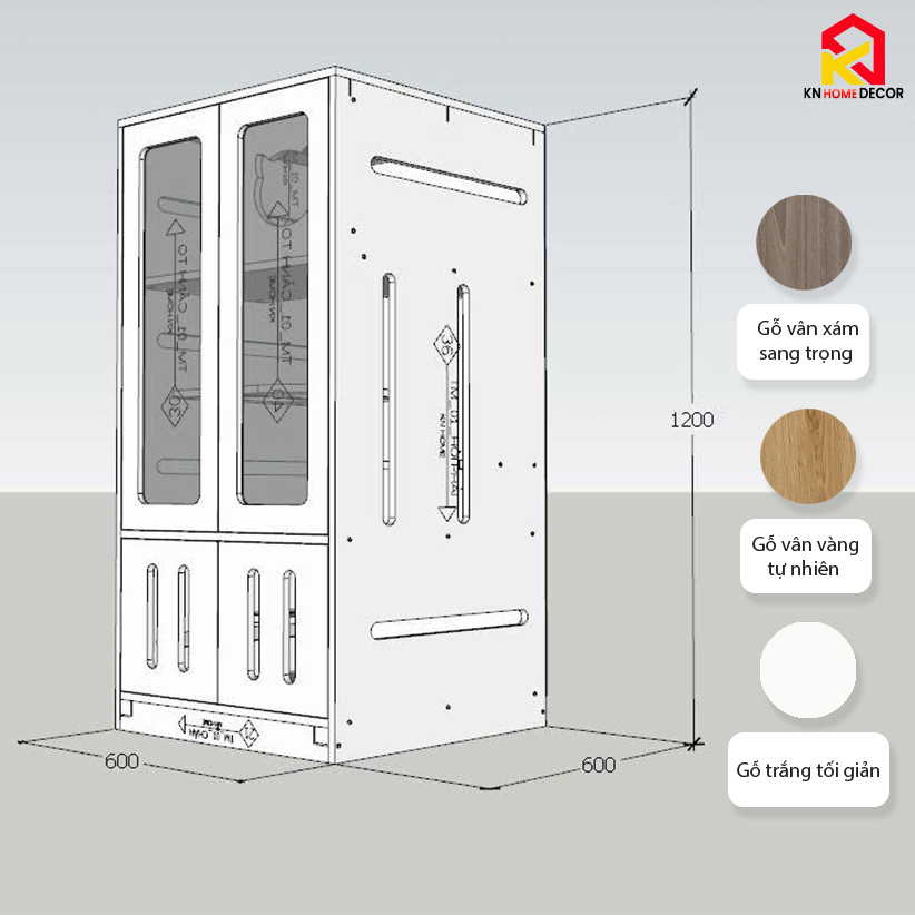 Tủ nuôi mèo 3 tầng gỗ MDF phủ Melamine cánh mica TM05 KN Home Decor