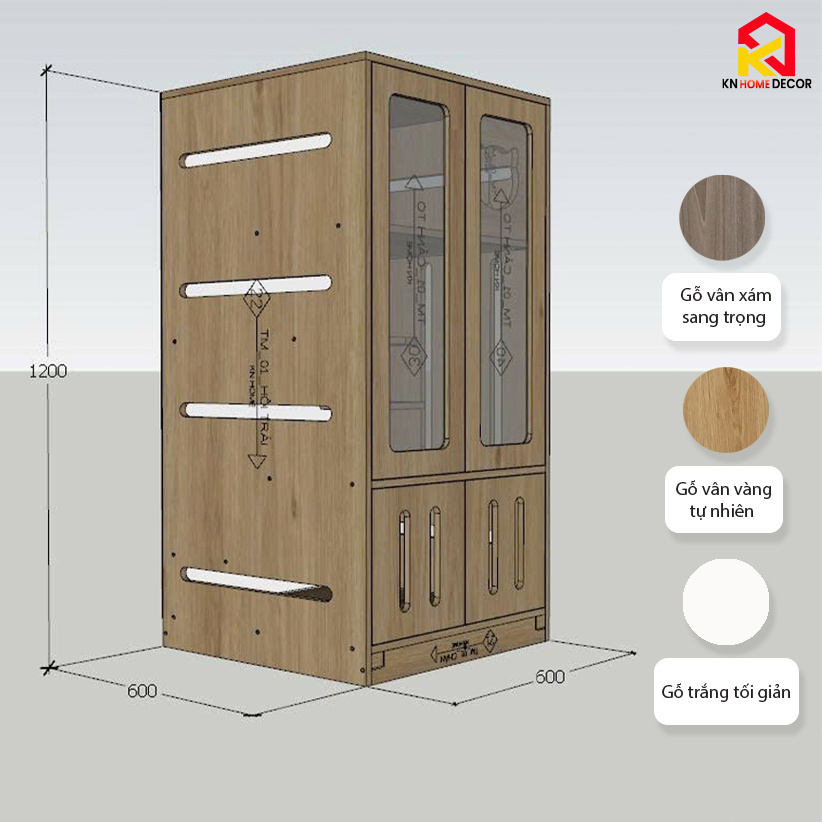 Tủ nuôi mèo 3 tầng gỗ MDF phủ Melamine cánh mica TM05 KN Home Decor