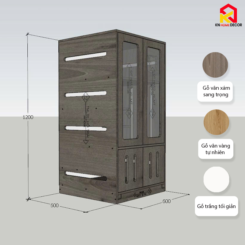 Tủ nuôi mèo 3 tầng gỗ MDF phủ Melamine cánh mica TM05 KN Home Decor