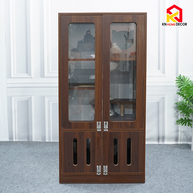 Tủ nuôi mèo 3 tầng gỗ MDF phủ Melamine cánh mica TM05 KN Home Decor