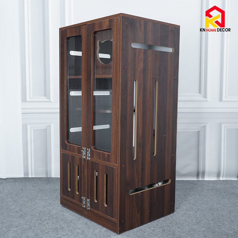 Tủ nuôi mèo 3 tầng gỗ MDF phủ Melamine cánh mica TM05 KN Home Decor