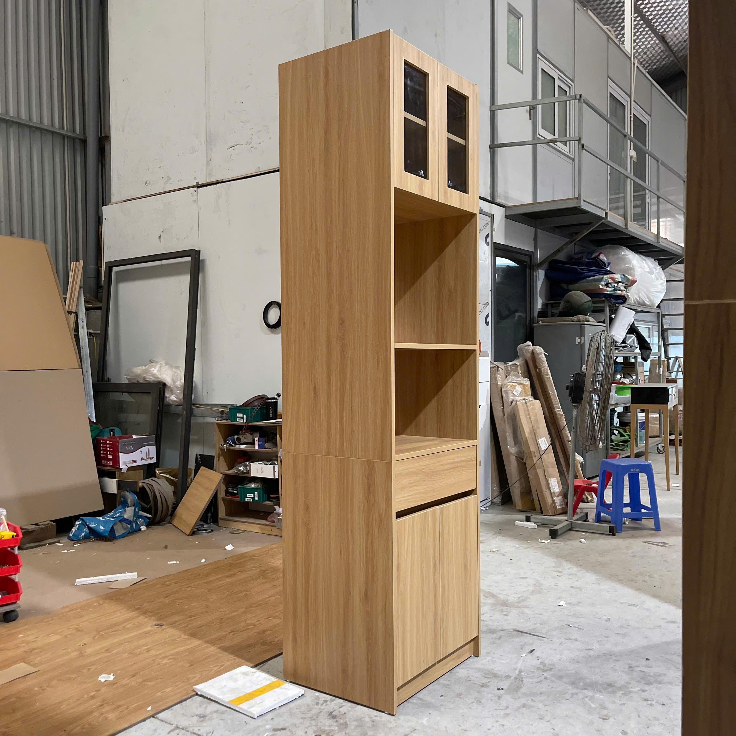 Tủ Pantry Kịch Trần MDF Melamine 60x48x219cm Tủ Bếp Mini Đa Năng Hiện Đại KN Home Decor