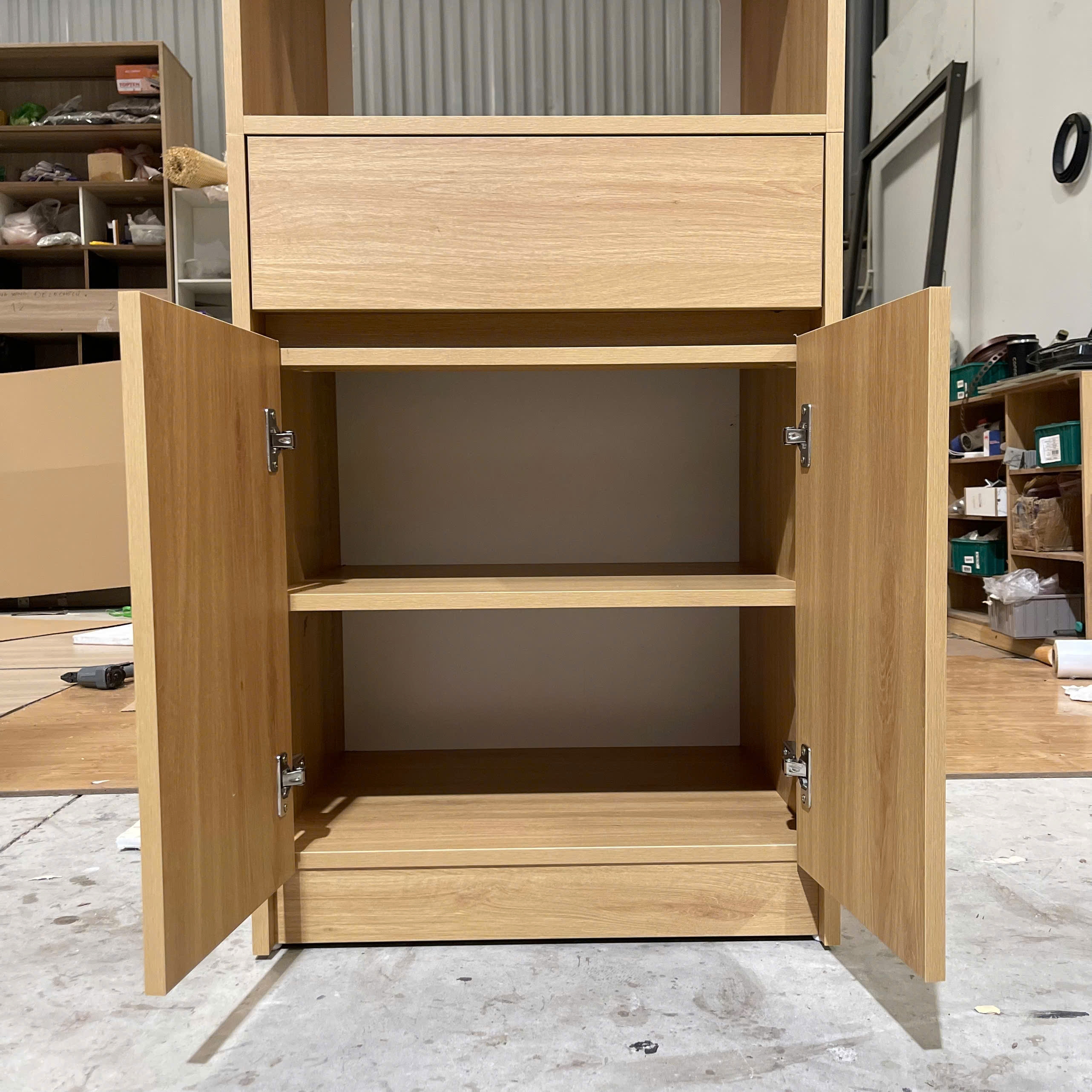 Tủ Pantry Kịch Trần MDF Melamine 60x48x219cm Tủ Bếp Mini Đa Năng Hiện Đại KN Home Decor