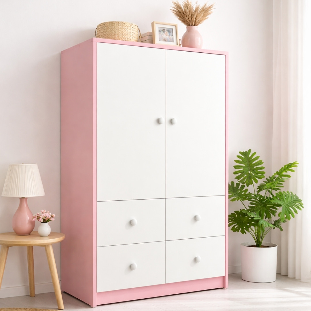 Tủ Quần Áo Trẻ Em MDF Melamine 90x50x130cm Có Ngăn Kéo Thiết Kế Dễ Thương KN Home Decor