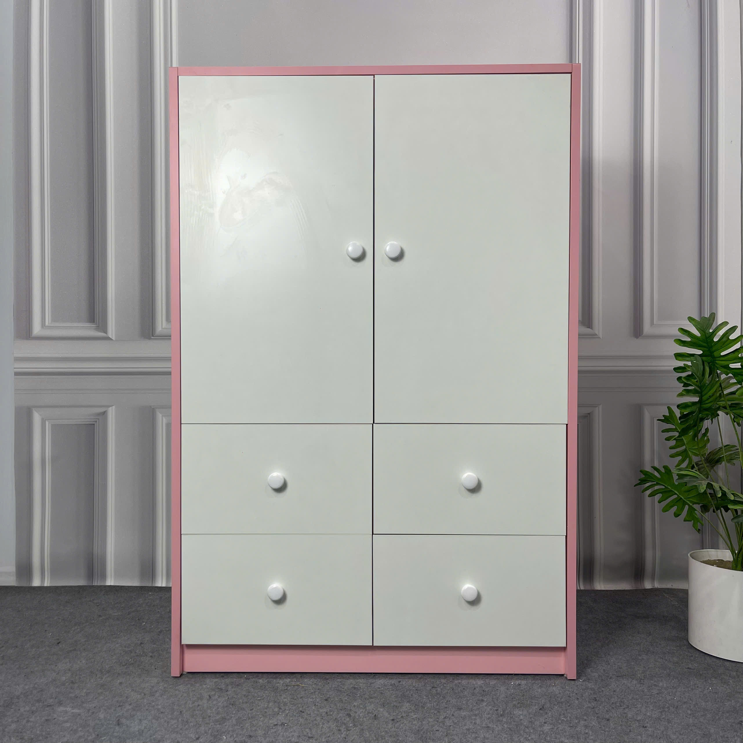 Tủ Quần Áo Trẻ Em MDF Melamine 90x50x130cm Có Ngăn Kéo Thiết Kế Dễ Thương KN Home Decor