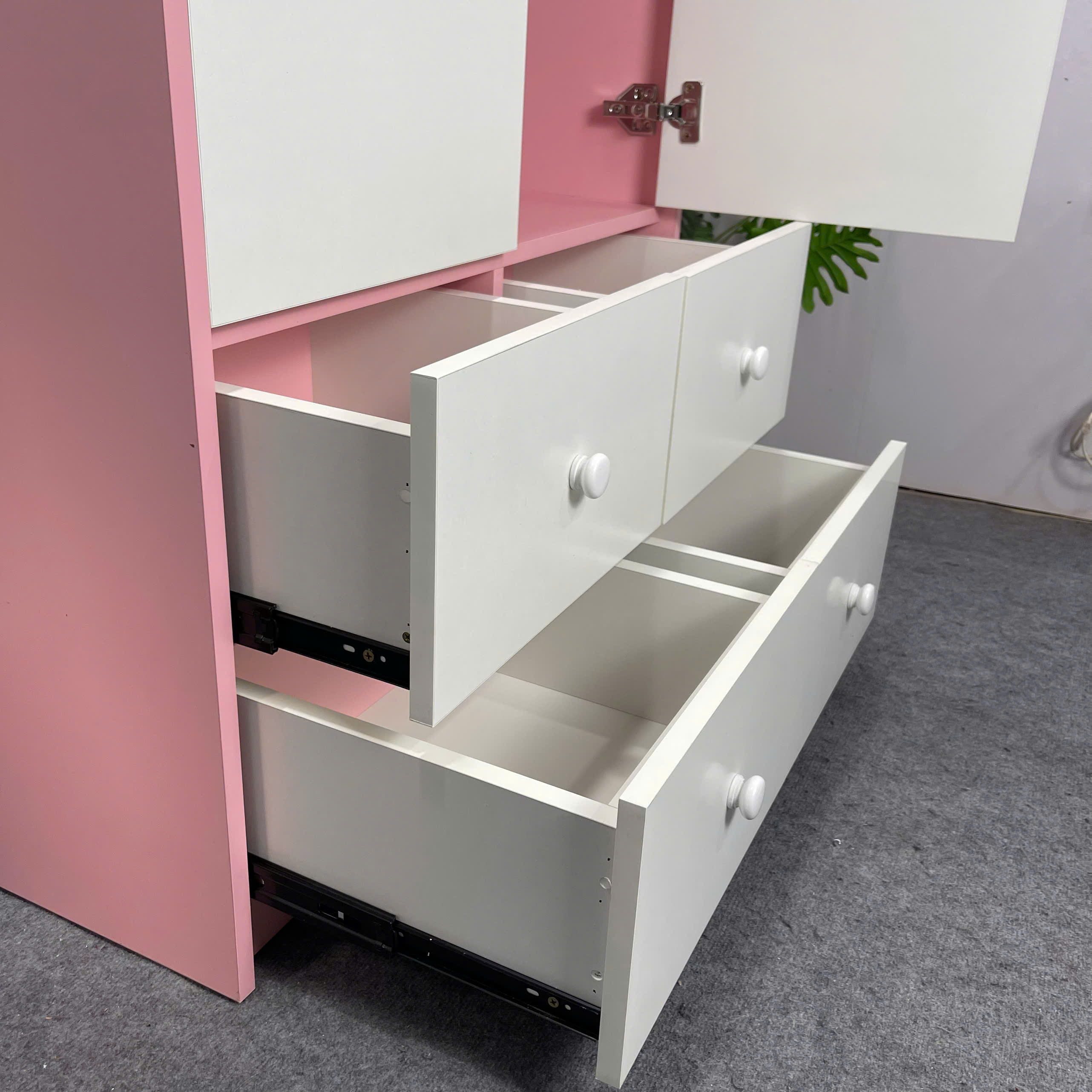 Tủ Quần Áo Trẻ Em MDF Melamine 90x50x130cm Có Ngăn Kéo Thiết Kế Dễ Thương KN Home Decor