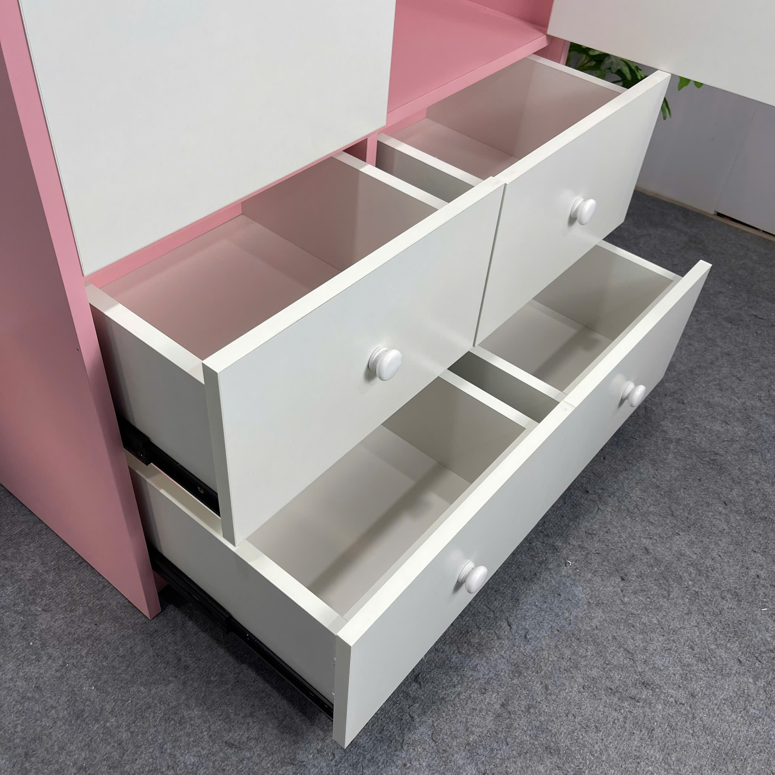 Tủ Quần Áo Trẻ Em MDF Melamine 90x50x130cm Có Ngăn Kéo Thiết Kế Dễ Thương KN Home Decor