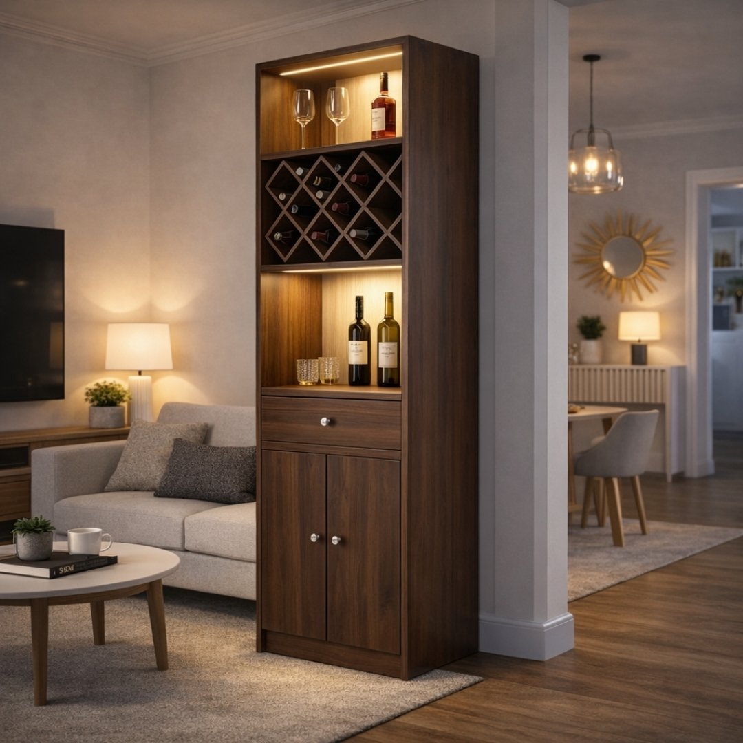 Tủ rượu có ngăn kéo ray bi 3 lớp chắc chắn