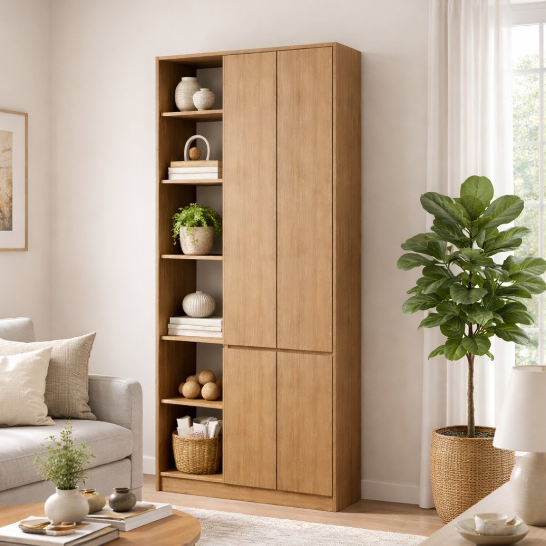 Tủ Sách Kết Hợp Tủ Lưu Trữ MDF Melamine 100x30x210cm KN Home Decor