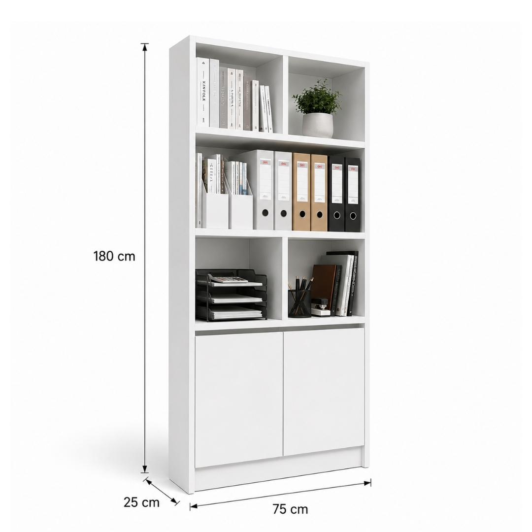 Tủ Tài Liệu Đa Năng 2 Cánh MDF Melamine 75x25x180cm – KN TTL7525180
