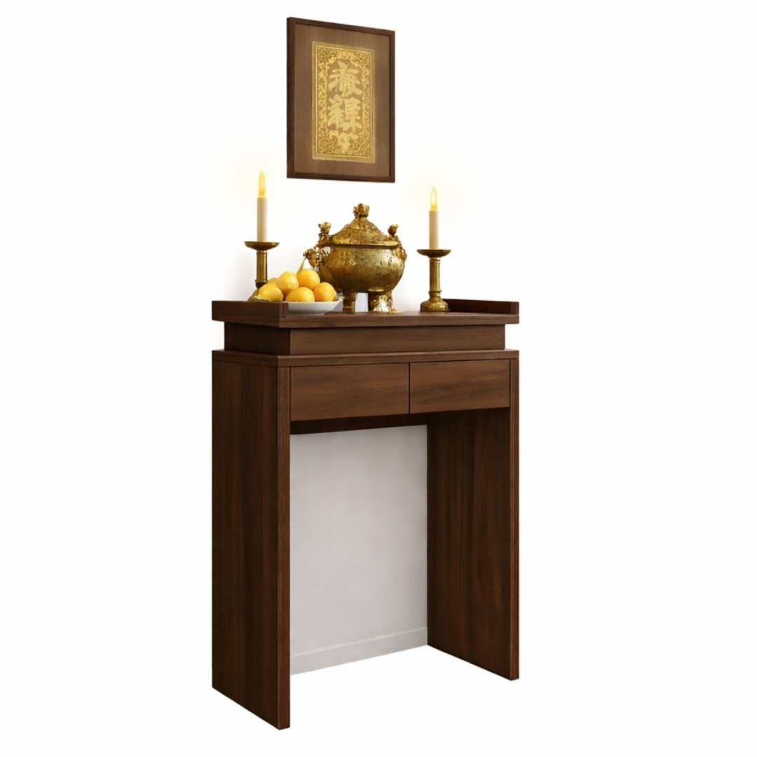 Tủ Thờ MDF Melamine 88x60x127cm Thiết Kế Hiện Đại Tông Óc Chó Trang Nghiêm KN Home Decor