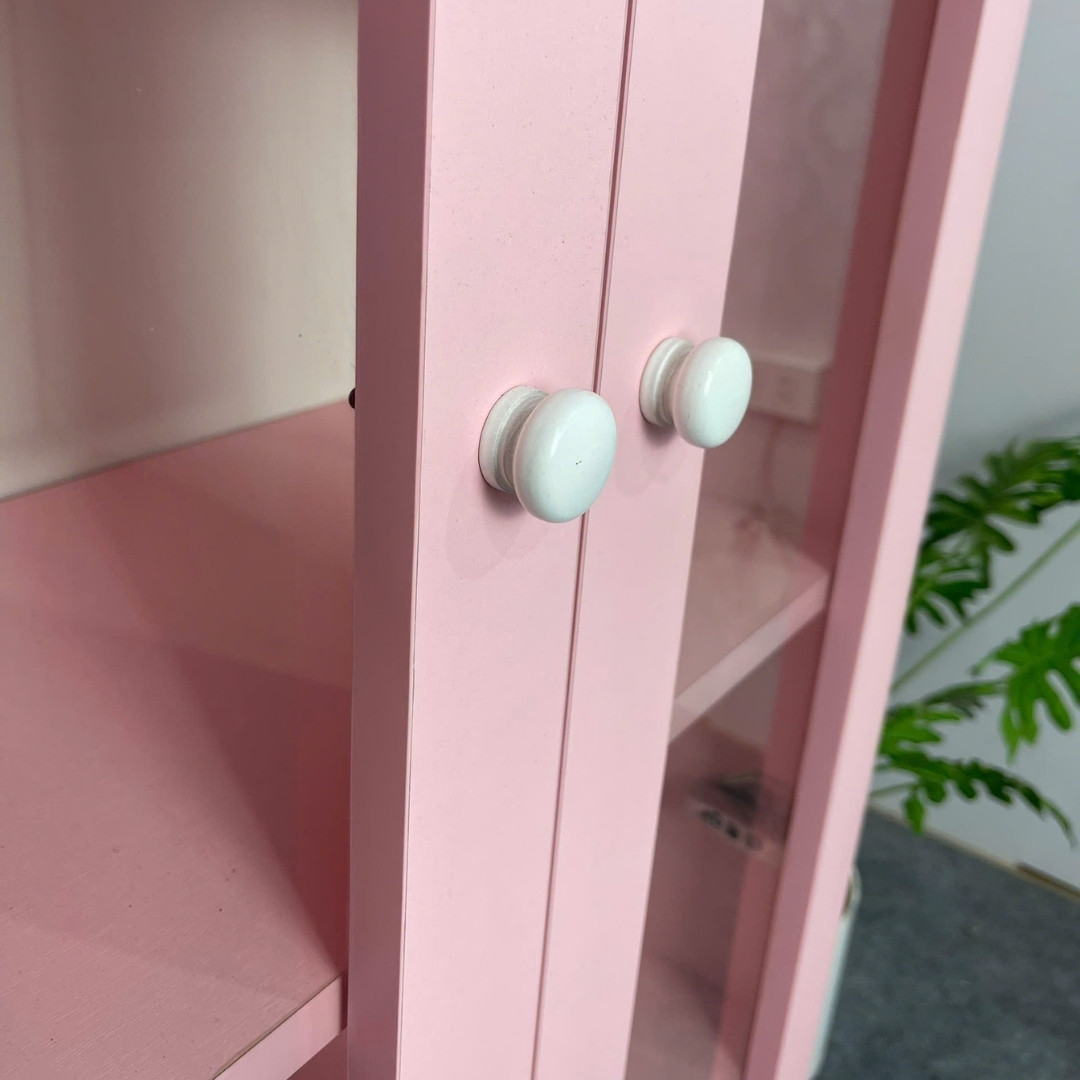 Tủ trang trí gỗ MDF phủ melamine phối kính cường lực 5mm – thiết kế hiện đại, sang trọng