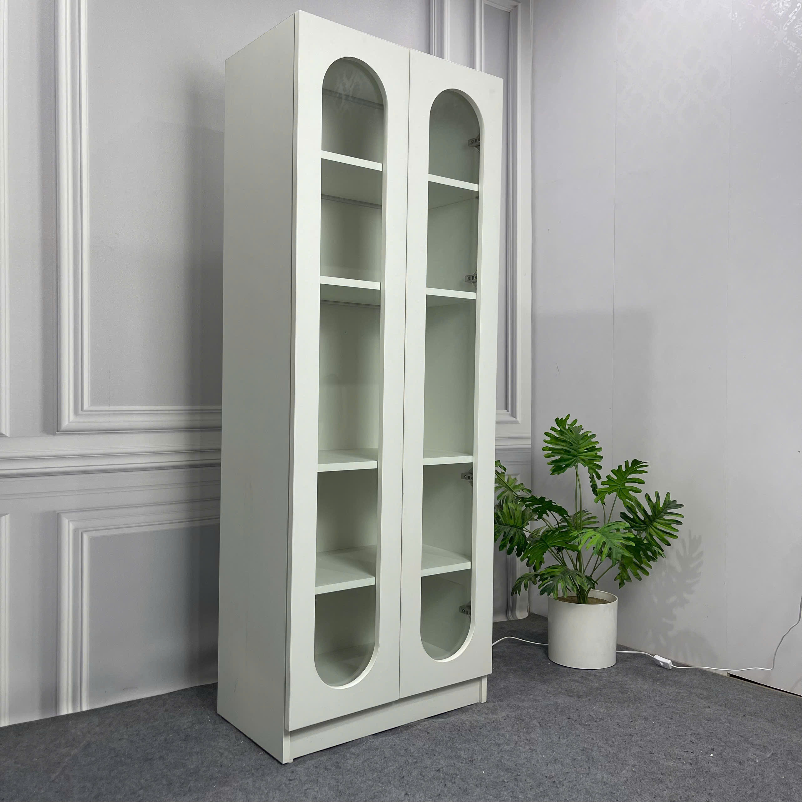 Tủ trưng bày gỗ MDF phủ Melamine cánh kính đèn LED TTB_MPK KN Home Decor