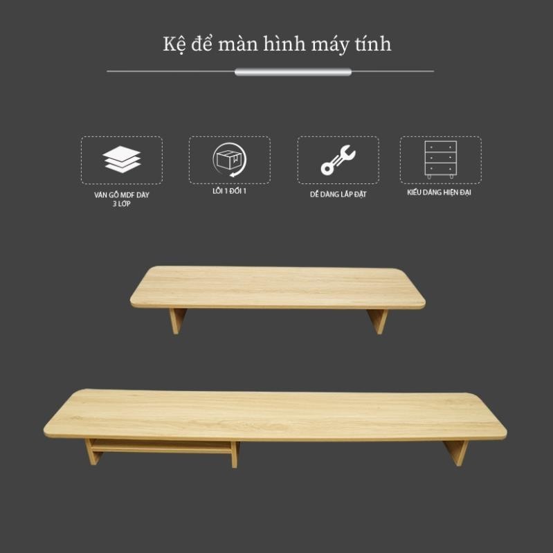 Kệ gỗ kê màn hình máy tính , Kệ gỗ góc bo tròn KN HomeDercor, kê máy tính , laptop văn phòng KM_MS14