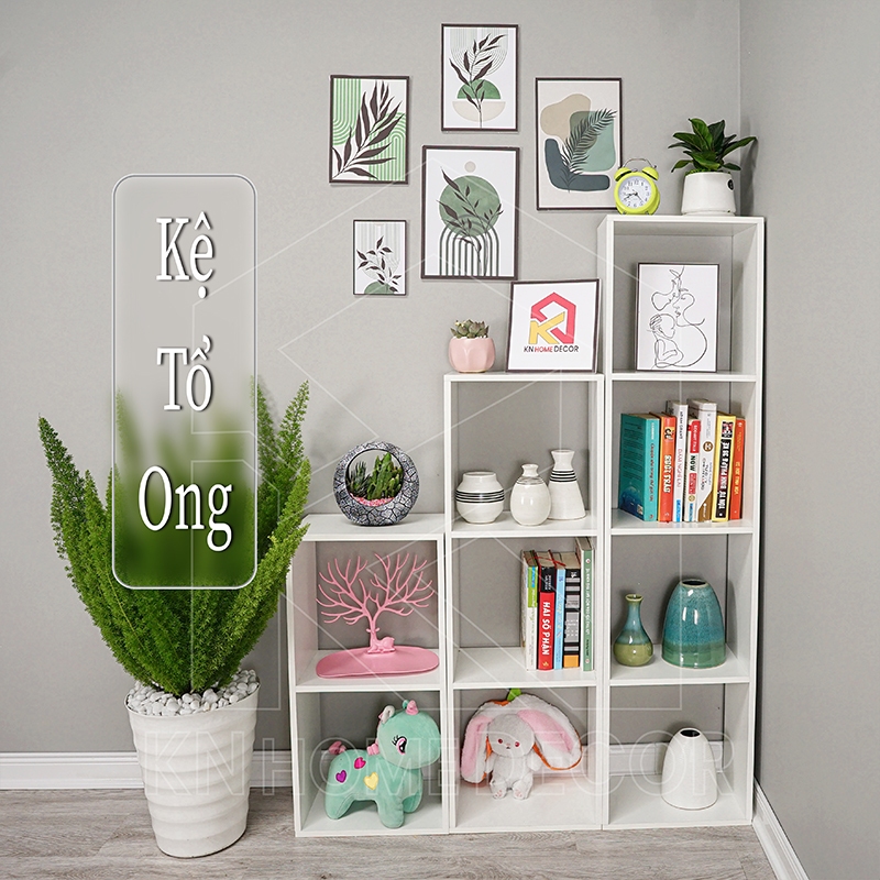 Kệ sách MDF phủ Melamine thiết kế hiện đại, nhiều tầng chứa, thương hiệu KN Home Decor.