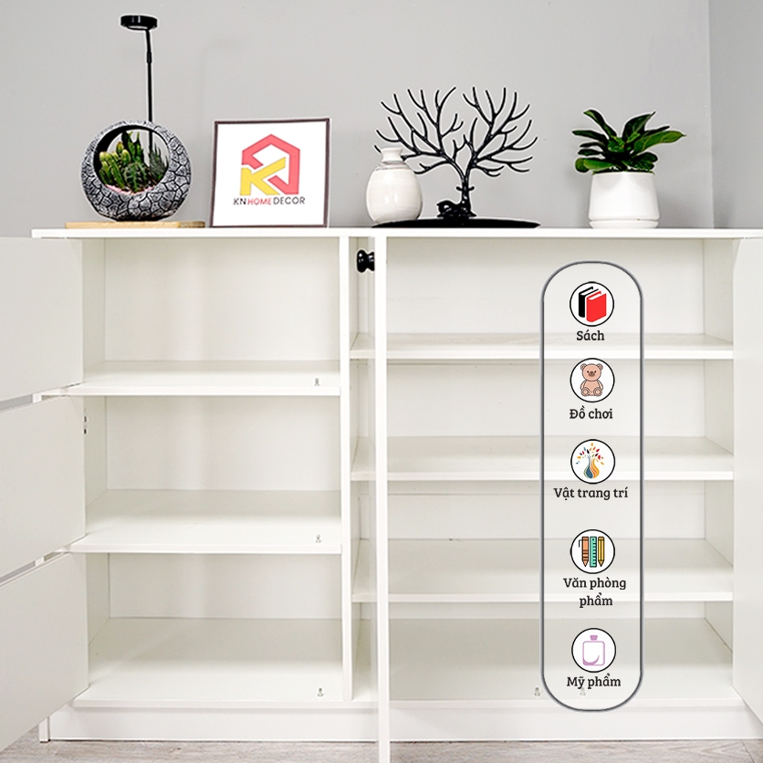 Tủ đa năng gỗ MDF phủ Melamine hiện đại, nhiều màu sắc và kích thước lựa chọn, thương hiệu KN Home Decor.