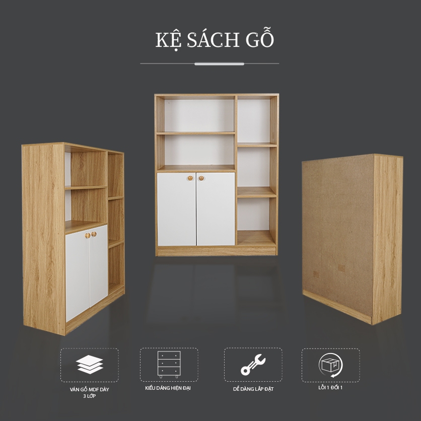 Tủ đa năng gỗ MDF phủ Melamine hiện đại, nhiều màu sắc và kích thước lựa chọn, thương hiệu KN Home Decor.