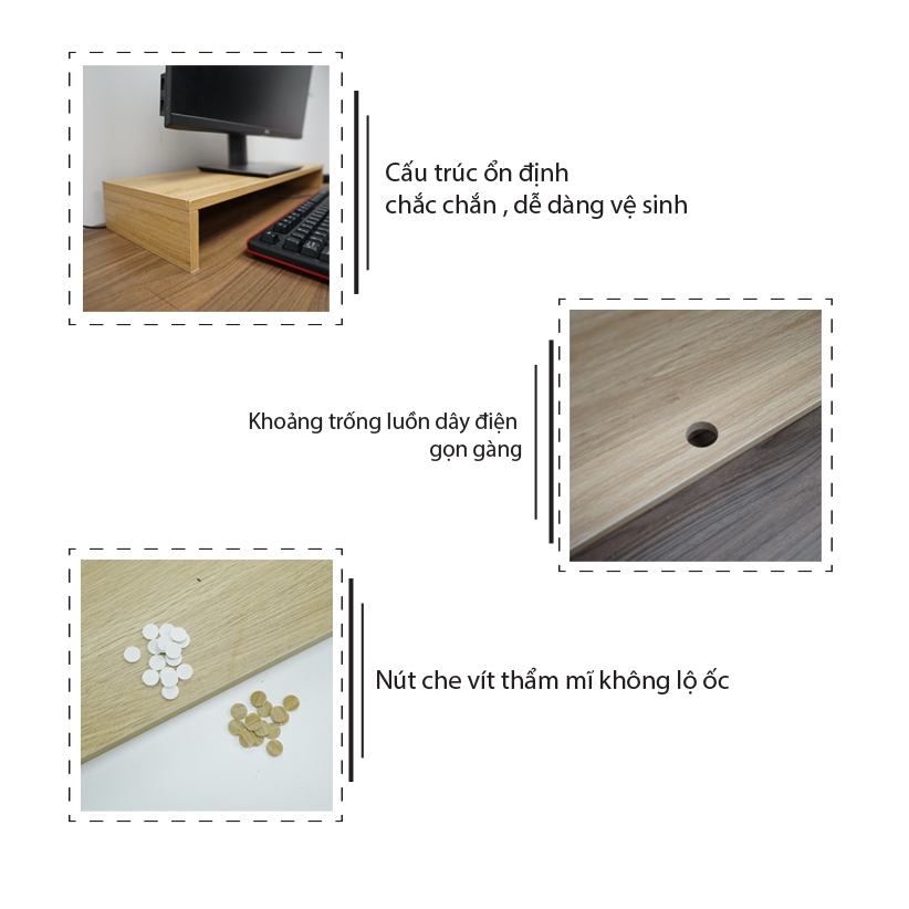Kệ kê màn hình gỗ MDF phủ Melamine chống gù tiện dụng, gọn gàng góc học tập, làm việc