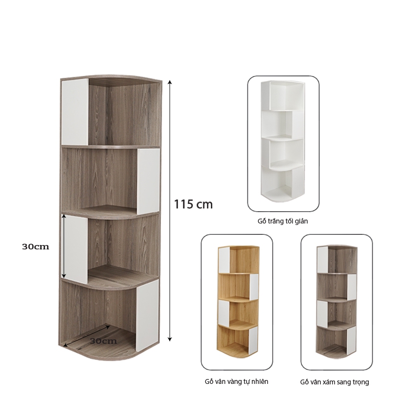 [ FREE SHIP ] Kệ Góc Tường LOẠI GỖ ĐẸP ,  Kệ góc cong  Đồ Trang Trí Gỗ MDF Đa Năng KG4T_MS25