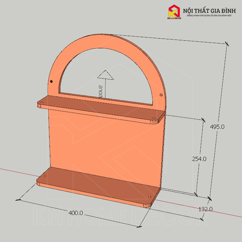Kệ gỗ treo tường KN Home decor , móc treo chìa khóa , kễ gỗ mây vòm treo trang trí nhà cửa , KMT_ 01