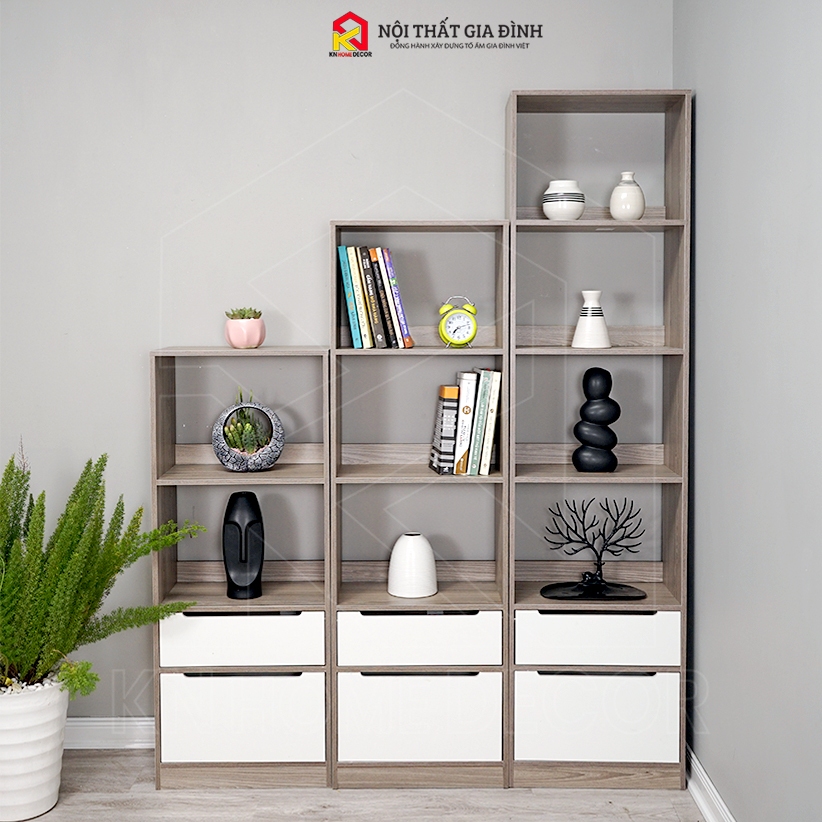Kệ sách gỗ  4 TẦNG phong cách KN Home decor , tủ gỗ đa năng nhiều tầng gỗ MDF  phủ Melamine KS_MS29_4T