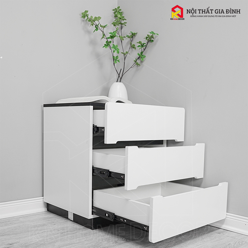 [ NGUYÊN KHỐI ] Kệ tủ đầu giường đen trắng KN Homedecor 3 tầng , Tab đầu giường , Gỗ MDF TG_NK3T