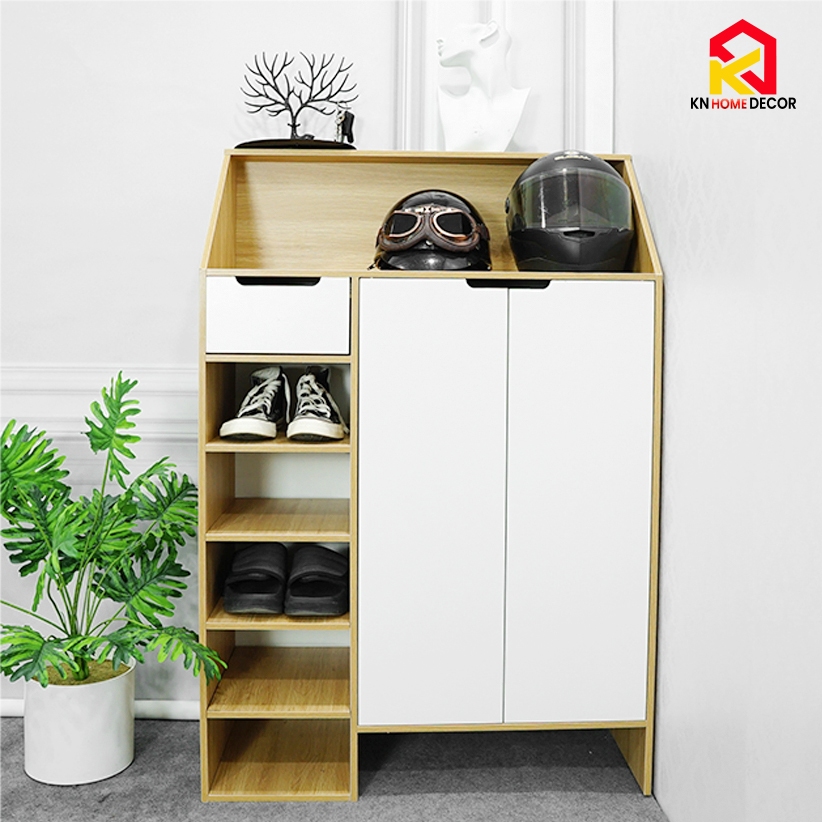 Tủ đựng giày gỗ nhiều ngăn KN Homedecor, tủ đựng đồ chất liệu gỗ MDF, kệ giầy dép thông minh KG75_KG85