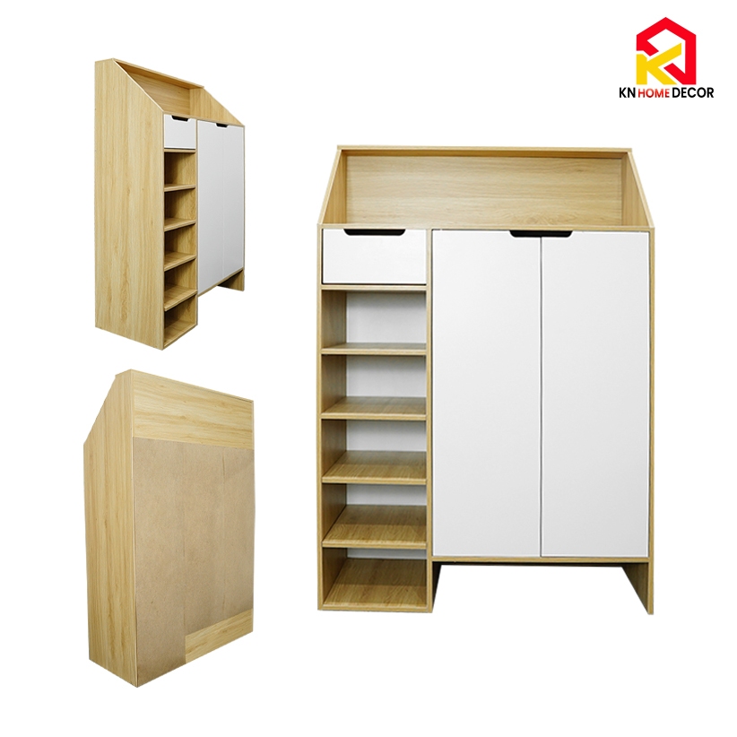 Tủ đựng giày gỗ nhiều ngăn KN Homedecor, tủ đựng đồ chất liệu gỗ MDF, kệ giầy dép thông minh KG75_KG85