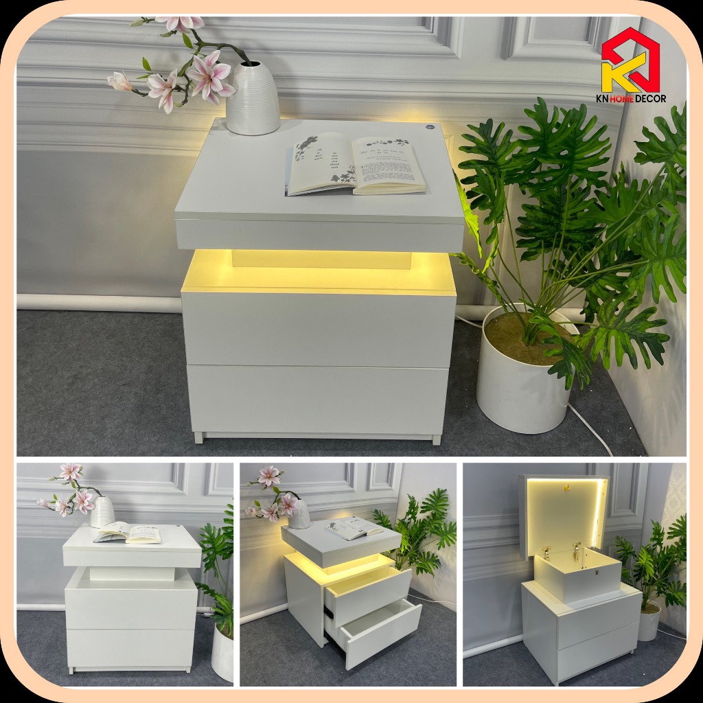 Kệ Tab Đầu Giường Phát Sáng 2 Tầng – Hiện Đại, Sang Trọng, Tiện Lợi, Có Ngăn Bí Mật