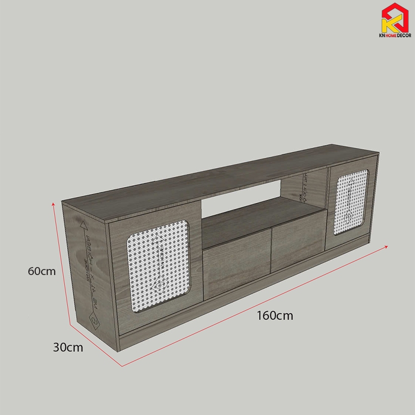 Kệ tivi phòng khách phong cách Bắc Âu , tủ tivi để sàn nhà chất liệu gỗ MDF có cánh mở . KT: R160*S30*C60 cm. KTV_16