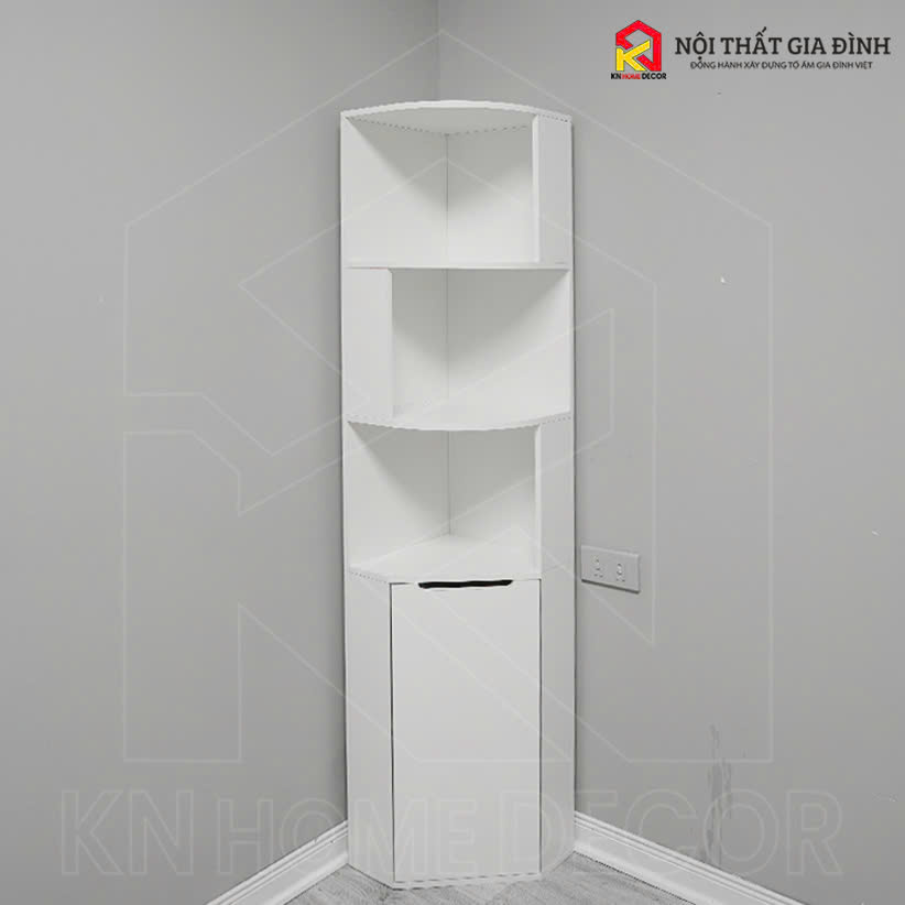 Kệ góc tường có tủ KN Homedecor , kệ sách góc tường , kệ văn phòng , kệ đa năng gỗ MDF 12mm MS43