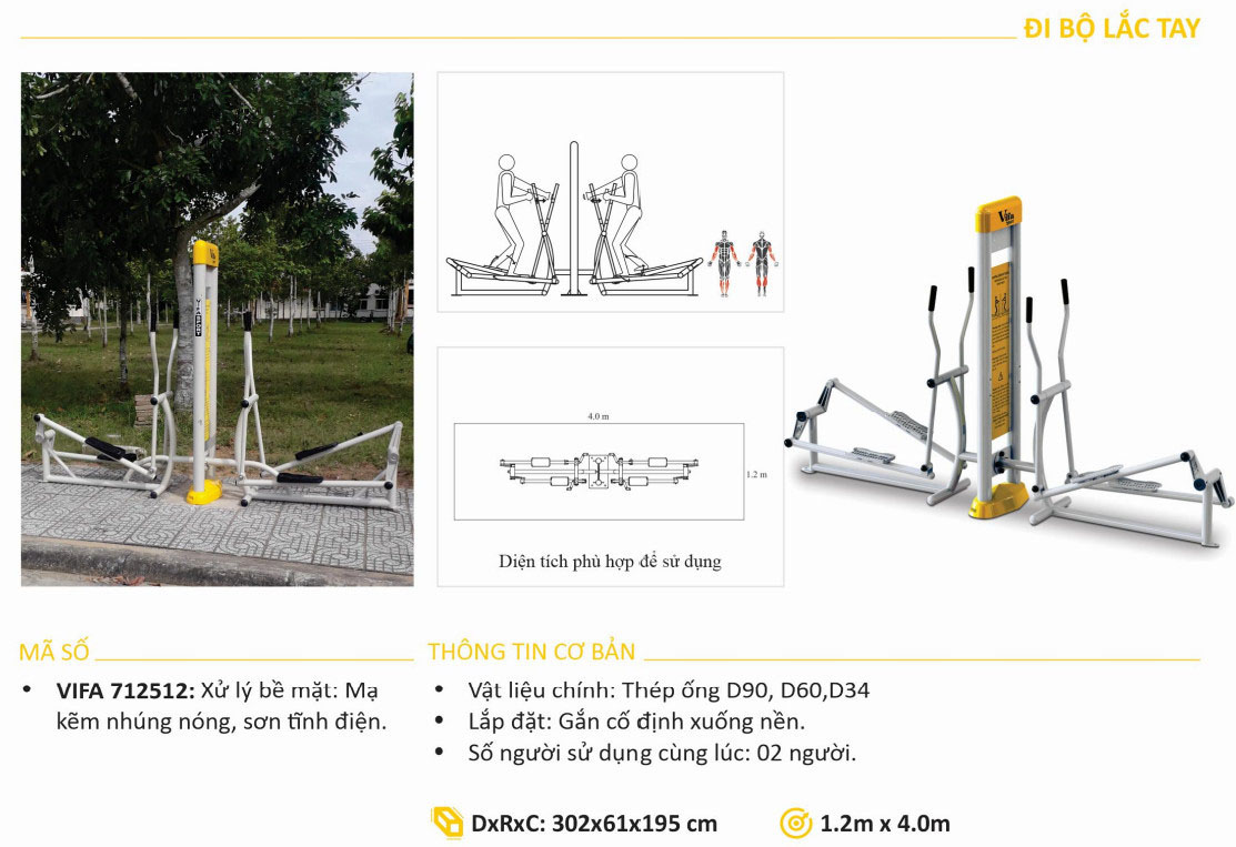 Máy Tập Ngoài Trời Đi Bộ Lắc Tay VIFA 712512