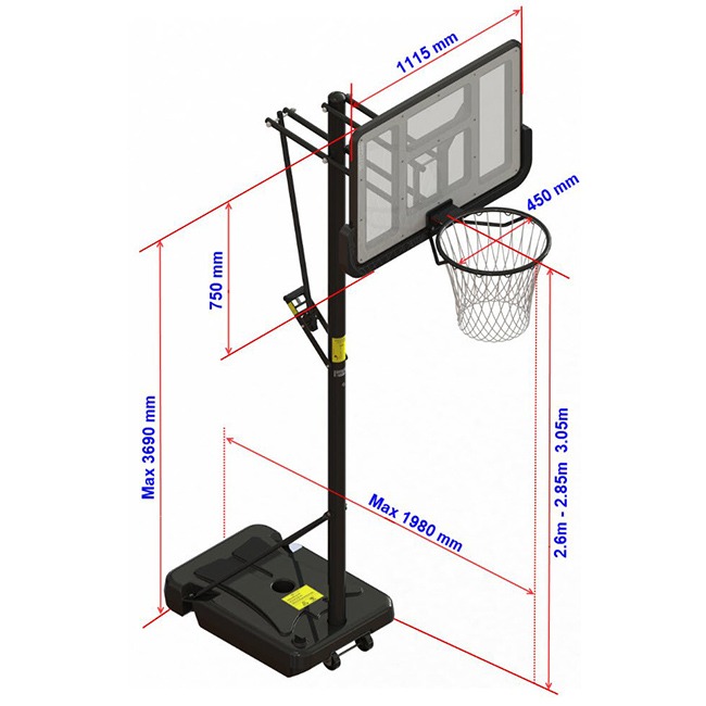 Trụ Bóng Rổ Điều Chỉnh Độ Cao Vifasport 801818 Đối Trọng Bằng Nước